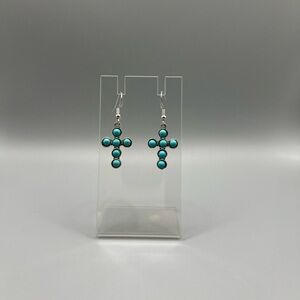 Turquoise Cross Earrings - Handmade E0125C